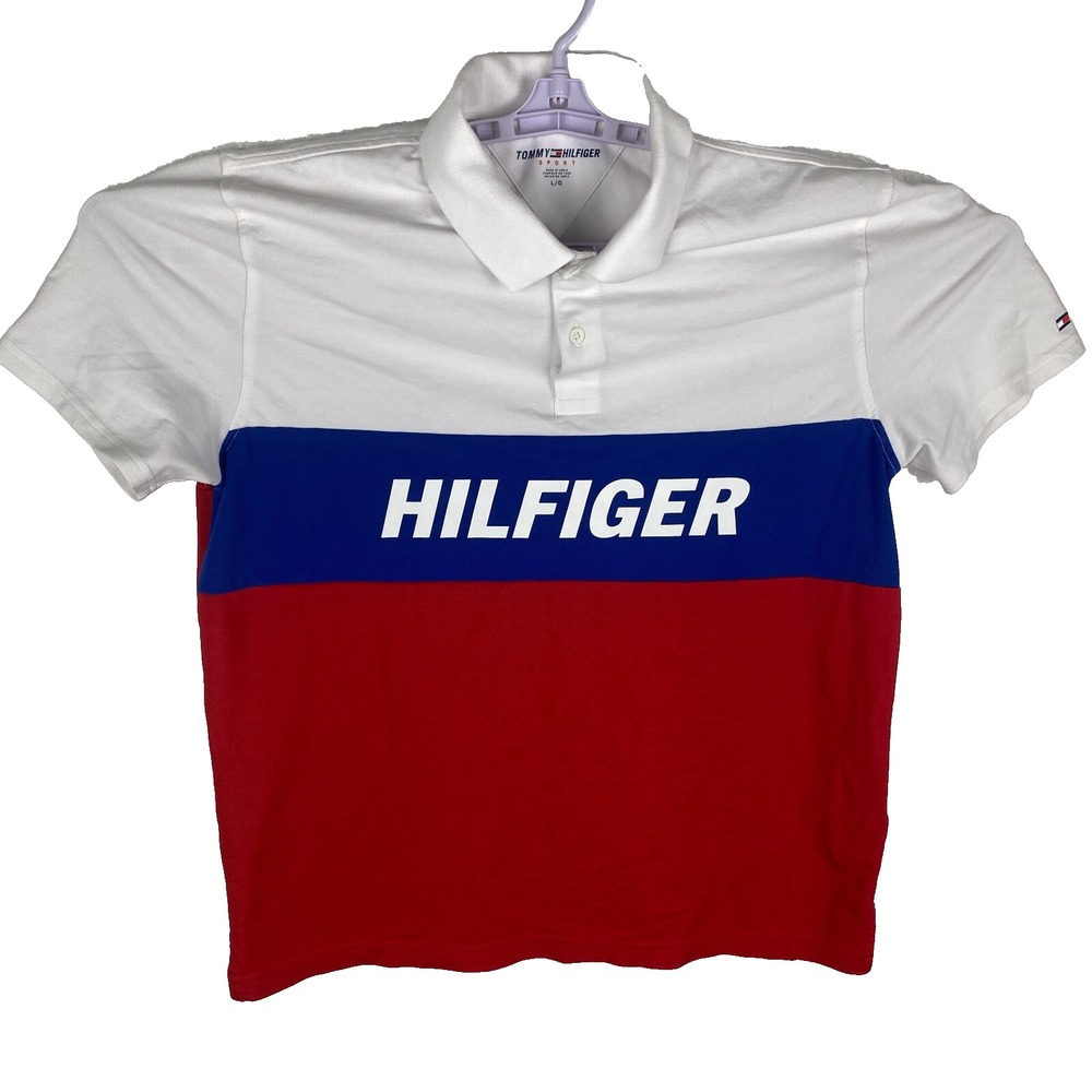 Tommy Hilfiger Mens Sport Quick‎ Dry Regular Fit Short-Sleeve Polo Shirt Size L